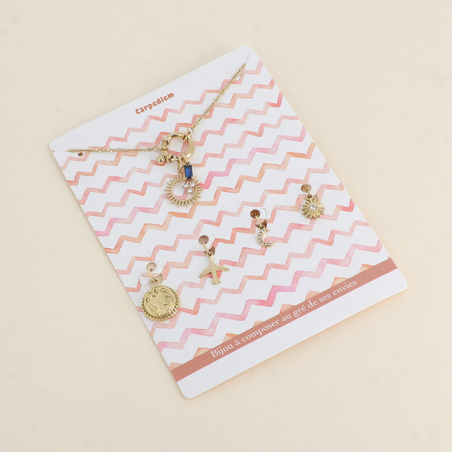 Cartelette CARPEDIEM Collier et 6 pendentifs (soleil et cristaux)
