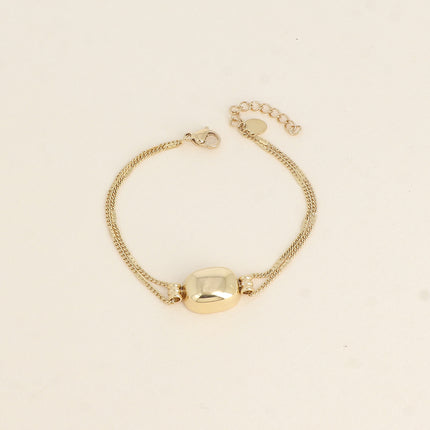 Bracelet - maille forçat alternée pincée et pendentif rectangle bombé