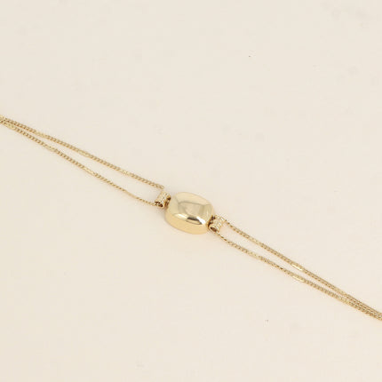 Bracelet - maille forçat alternée pincée et pendentif rectangle bombé
