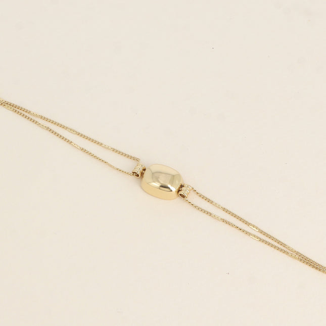 Bracelet - maille forçat alternée pincée et pendentif rectangle bombé