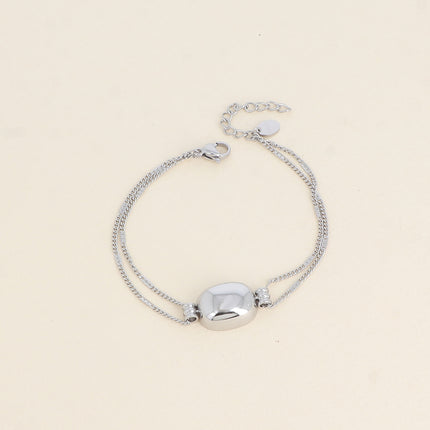 Bracelet - maille forçat alternée pincée et pendentif rectangle bombé