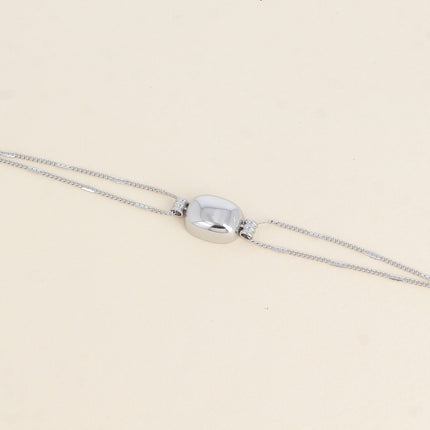 Bracelet - maille forçat alternée pincée et pendentif rectangle bombé