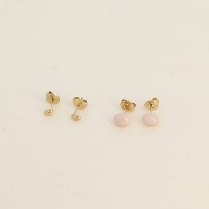 Lot de 2 paires de boucles d'oreilles puces - forme ovale et émail pailleté