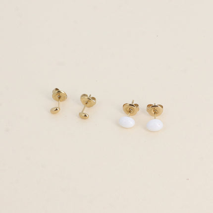 Lot de 2 paires de boucles d'oreilles puces - forme ovale et émail pailleté