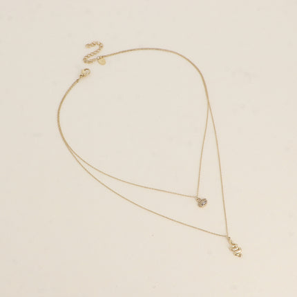 Collier - 2 rangs, pendentifs oeil avec cristal et serpent