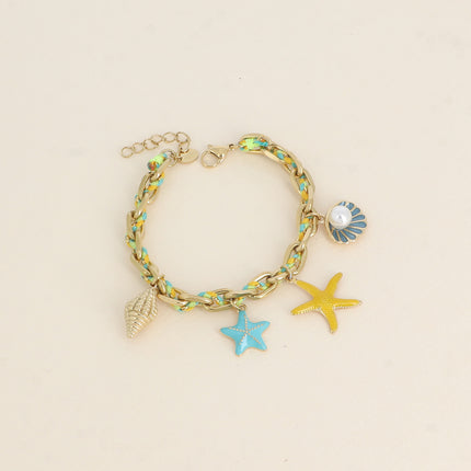 Bracelet - pampilles marins (coquillages, étoiles de mer) en émail
