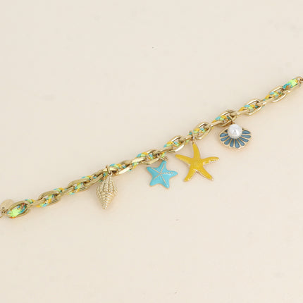 Bracelet - pampilles marins (coquillages, étoiles de mer) en émail