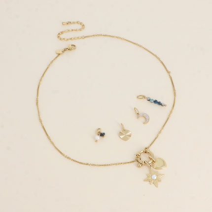 Cartelette WITH LOVE Collier et 6 pendentifs (pièce zébrée avec arbre de vie gravé et résine triangulaire)