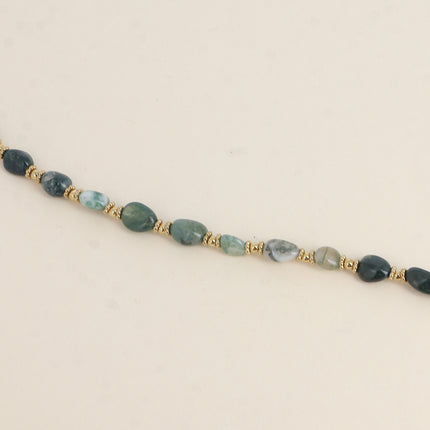 Bracelet sur câble Isaline - perles en acier et pierres naturelles