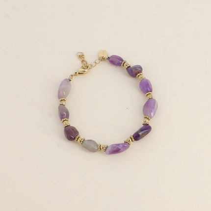Bracelet sur câble Isaline - perles en acier et pierres naturelles