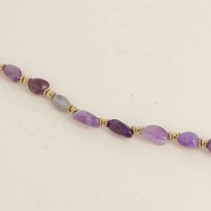 Bracelet sur câble Isaline - perles en acier et pierres naturelles
