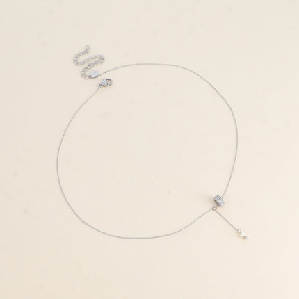 Collier Y - anneau de cristaux, perle d'eau douce