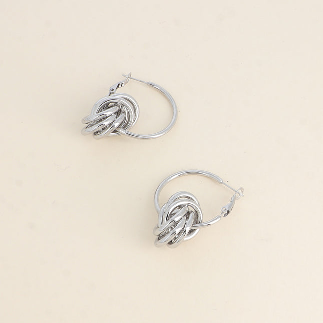 Créoles dormeuses - pendentif de boule d'anneaux