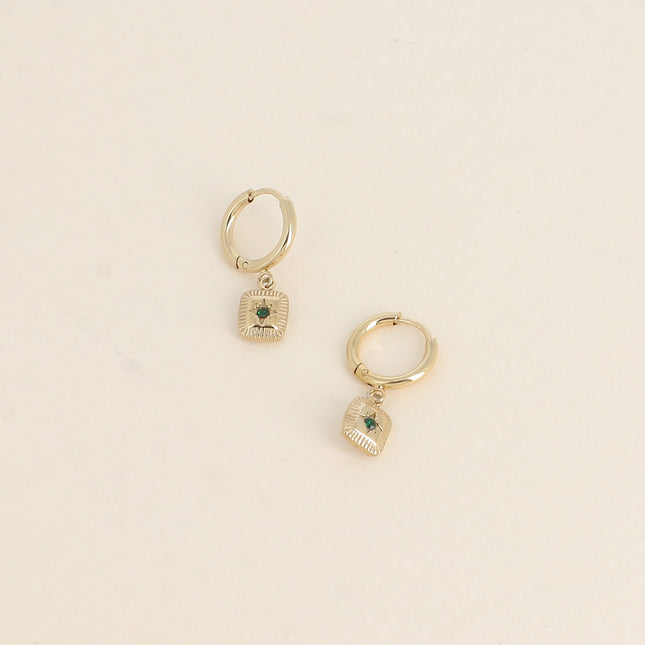 Mini créoles - pendentif carré avec étoile et oxyde de zirconium