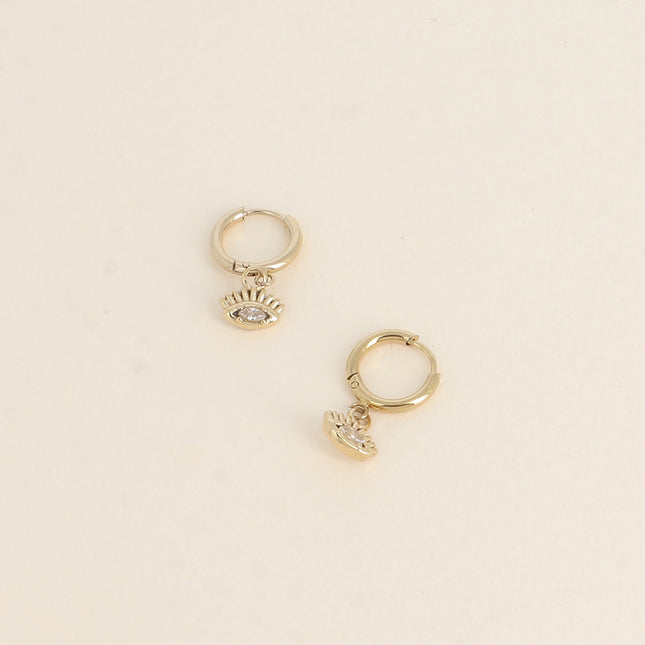 Mini créoles - pendentif oeil et oxyde de zirconium