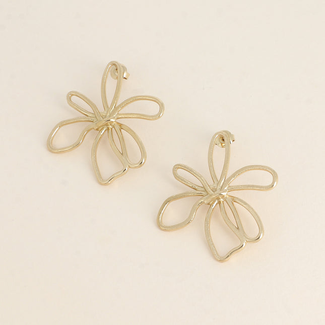 Boucles puces Soleane - fleur ajourée effet brossée mat, 40 x 44 mm