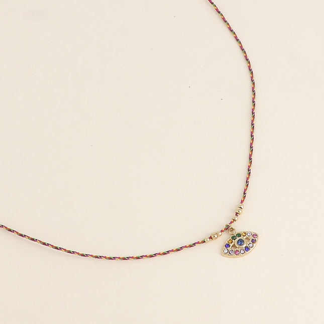 Collier sur cordon Isola - oeil ajouré et oxydes de zirconium