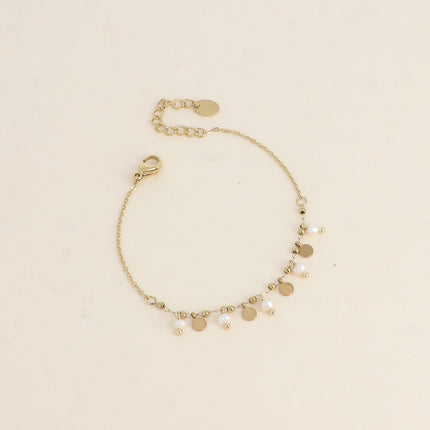 Bracelet - pampilles rondes et perles d'eau douce
