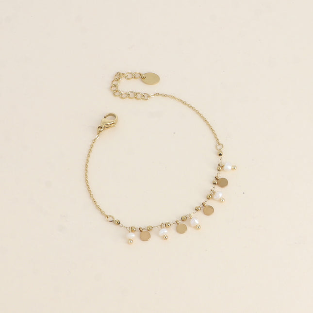 Bracelet - pampilles rondes et perles d'eau douce