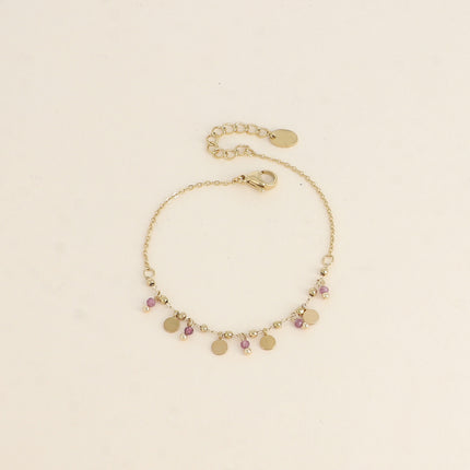Bracelet - pampilles rondes et pierres naturelles