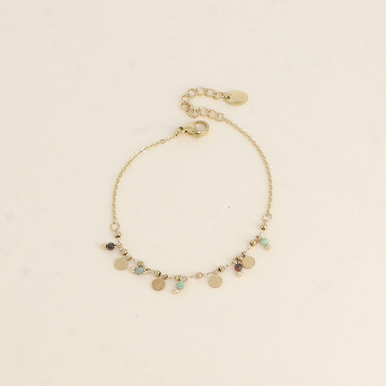 Bracelet - pampilles rondes et pierres naturelles