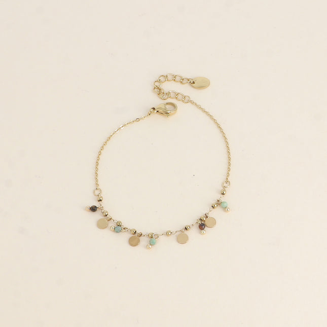 Bracelet - pampilles rondes et pierres naturelles