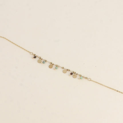 Bracelet - pampilles rondes et pierres naturelles
