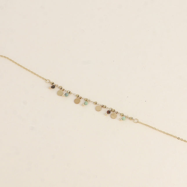 Bracelet - pampilles rondes et pierres naturelles