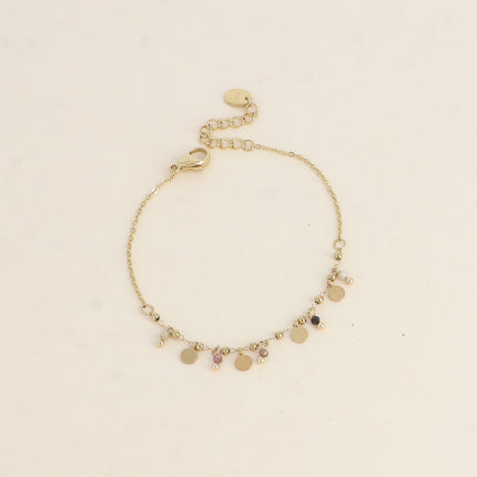 Bracelet - pampilles rondes et pierres naturelles