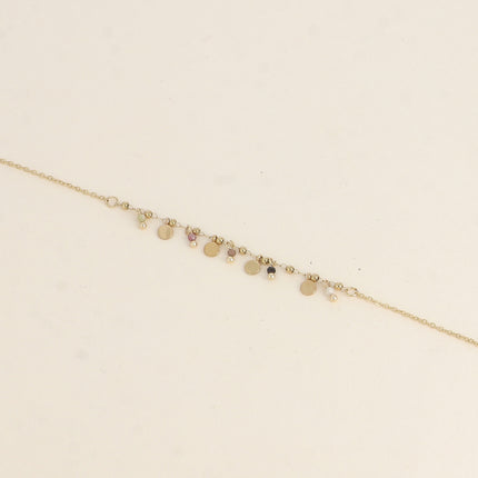 Bracelet - pampilles rondes et pierres naturelles