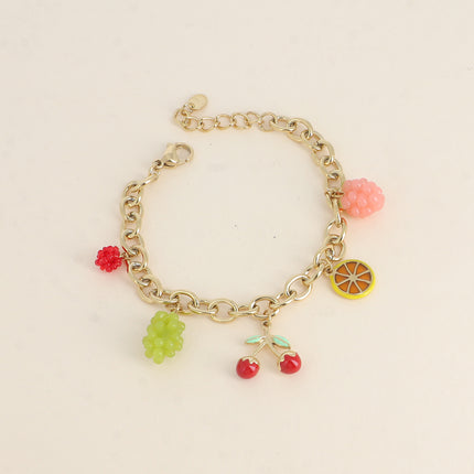 Bracelet Elvyna - panier de fruits (cerise, citron, raisins, framboise)