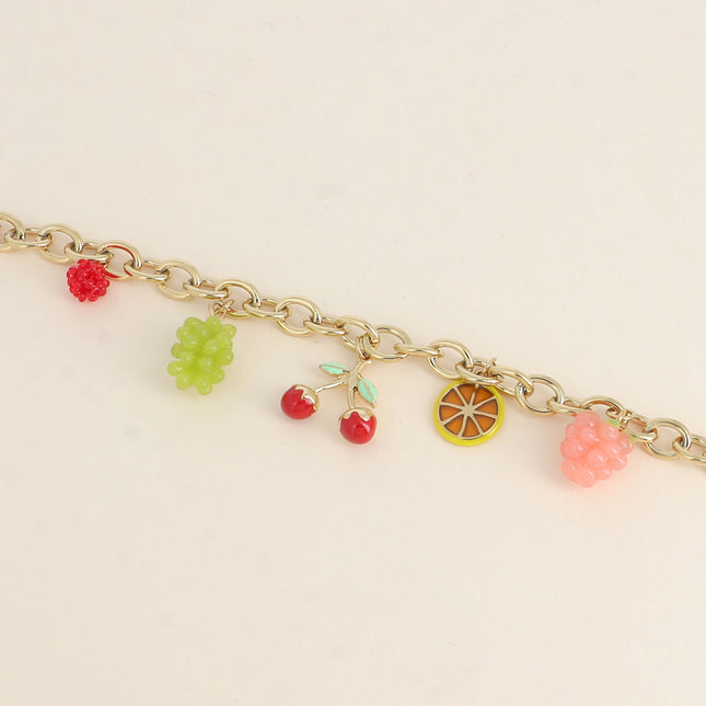 Bracelet Elvyna - panier de fruits (cerise, citron, raisins, framboise)