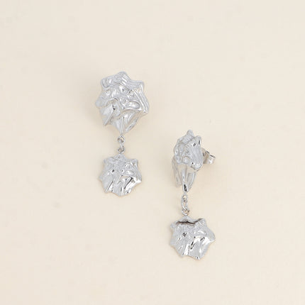 Dangle earrings - double piece with a shell effect