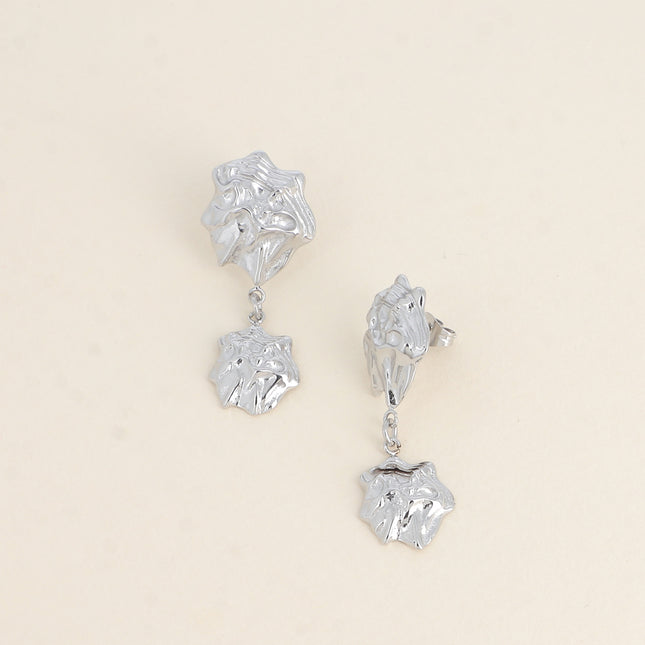 Dangle earrings - double piece with a shell effect