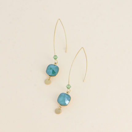 Boucles pendantes Aléa - cristaux 10 mm et toupie