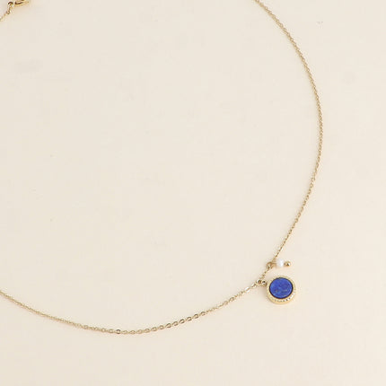 Collier Emllo Mini - pierre naturelle ronde et perle d'eau douce