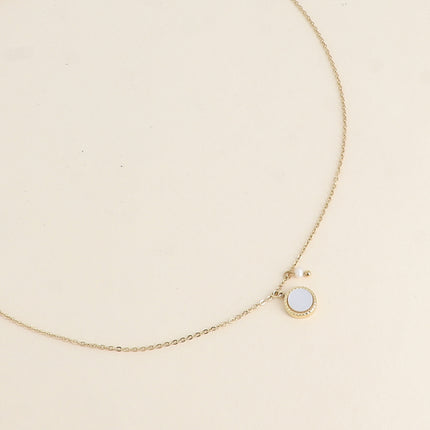 Collier Emllo Mini - pierre naturelle ronde et perle d'eau douce