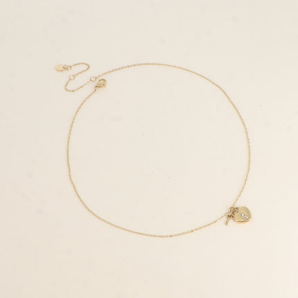 Collier - cadenas coeur et oxyde de zirconium, petite clef coeur