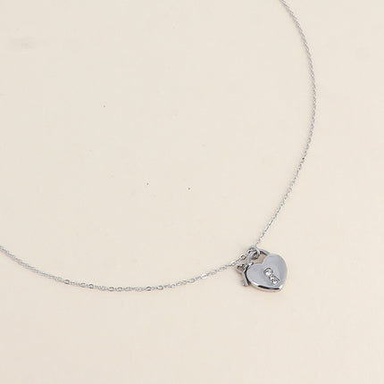 Collier - cadenas coeur et oxyde de zirconium, petite clef coeur