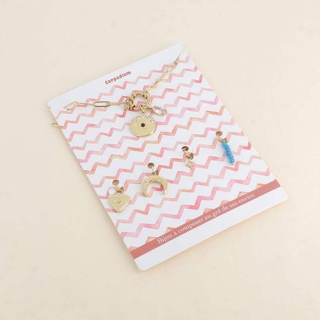 Cartelette CARPEDIEM Collier et 6 pendentifs (oeil et cristal)