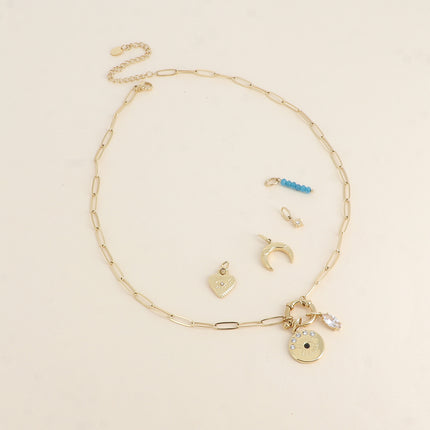 Cartelette CARPEDIEM Collier et 6 pendentifs (oeil et cristal)