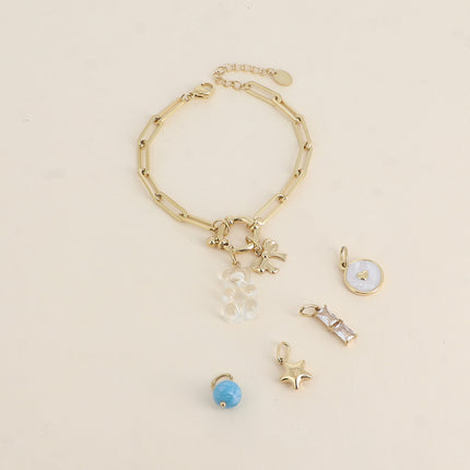 Cartelette WITH LOVE Bracelet et 6 pendentifs (ourson et noeud papillon)