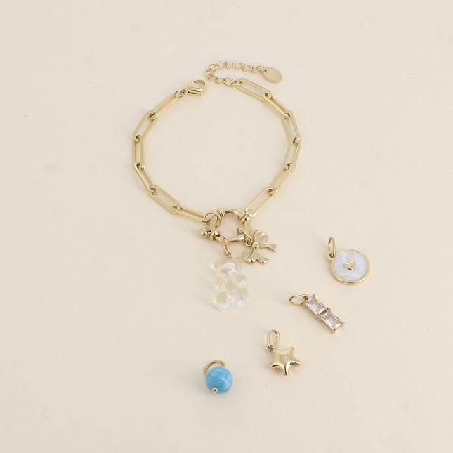 Cartelette WITH LOVE Bracelet et 6 pendentifs (ourson et noeud papillon)