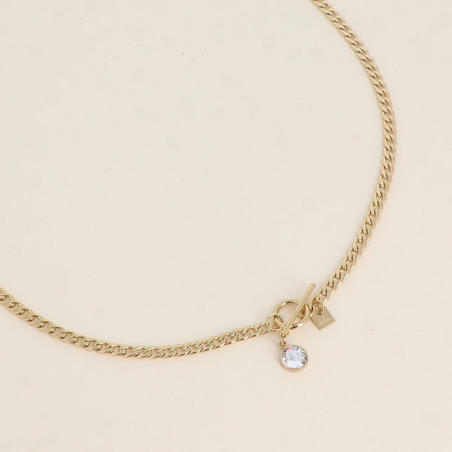 Collier - maille gourmette, fermoir cabillot et cristal PP30