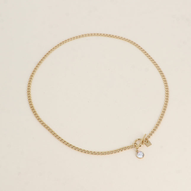 Collier - maille gourmette, fermoir cabillot et cristal PP30