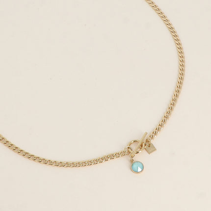 Collier - maille gourmette, fermoir cabillot et cristal PP30