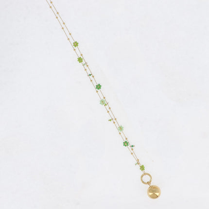 Necklace - 7 beaded flowers and BOLA charm - With bola box