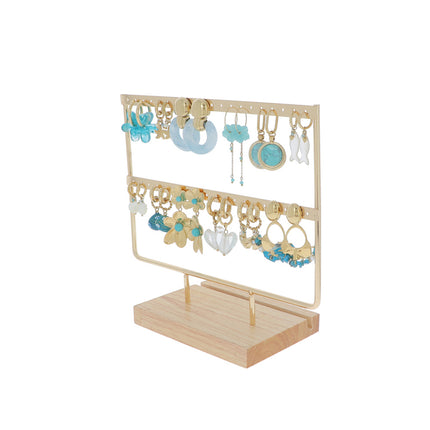 Kit de 24 (12+12) boucles - doré bleu - prix moyen de 7,70€/pr - Présentoir offert