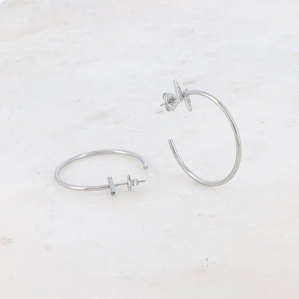 Capucia Creole earrings - lightning bolt effect with zirconium oxides