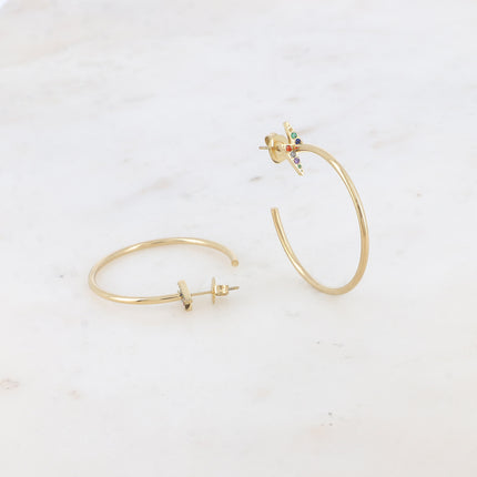 Capucia Creole earrings - lightning bolt effect with zirconium oxides